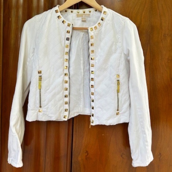 Michael Koss White Denim Jacket, Sz XS - Picture 2 of 9